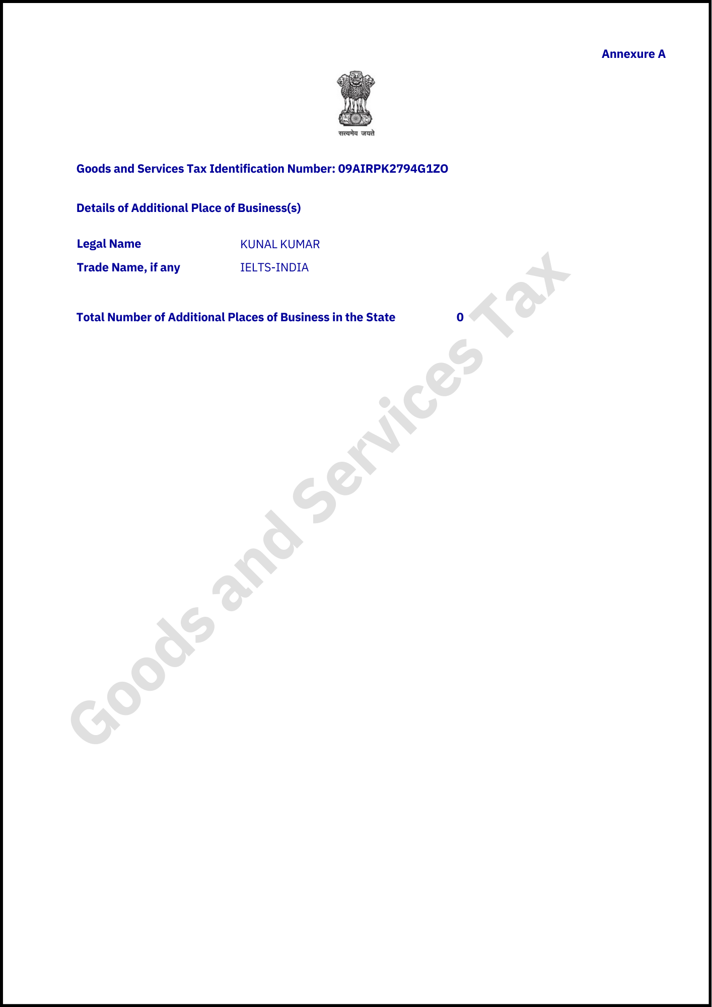 GST Compliance Certificate